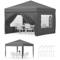 Garvee 3x3m Pop-Up Gazebo with 4 Sidewalls – Heavy-Duty Waterproof Garden Marquee, 420D UV50+ Canopy with Adjustable Height for Outdoor Events