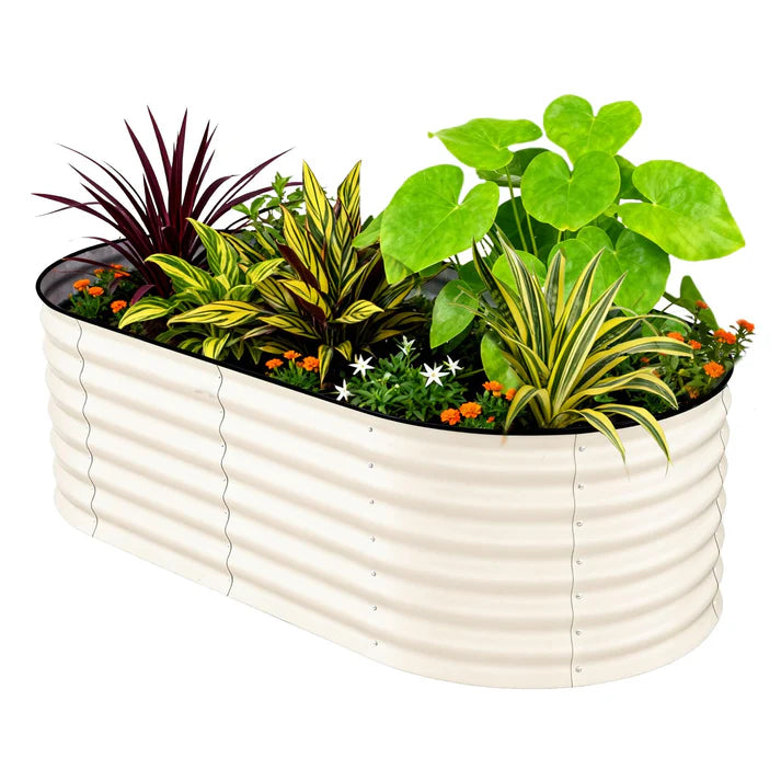 Garvee 183*91*61 cm Galvanized Raised Garden Bed Metal Planter Box Outdoor Gardening Beige Rust-Resistant