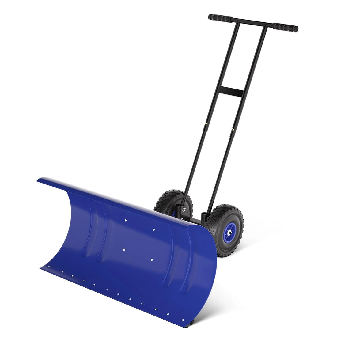 Garvee 36 Inch Snow Pusher with Wheels Heavy Duty Rolling Snow Shovel Adjustable Metal Blade for Driveway and Pavement