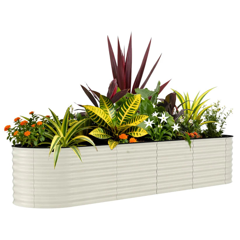 Garvee 244*61*61 cm Galvanized Raised Garden Bed - 24" Tall Metal Planter Box for Vegetables, Flowers, Herbs, Beige