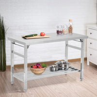 Garvee Stainless Steel Table 91.5x61 cm Heavy Duty Commercial Kitchen Prep Table with Adjustable Undershelf and Bullet Feet for Restaurant Home and Garage Silver