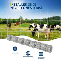 Garvee 6ft x 164ft Galvanized Steel Stock Fencing Heavy Duty Hinged Joint Livestock Wire Mesh for Cattle Horses Deer and Farm Perimeter Silver