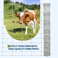 Garvee 6ft x 164ft Galvanized Steel Stock Fencing Heavy Duty Hinged Joint Livestock Wire Mesh for Cattle Horses Deer and Farm Perimeter Silver