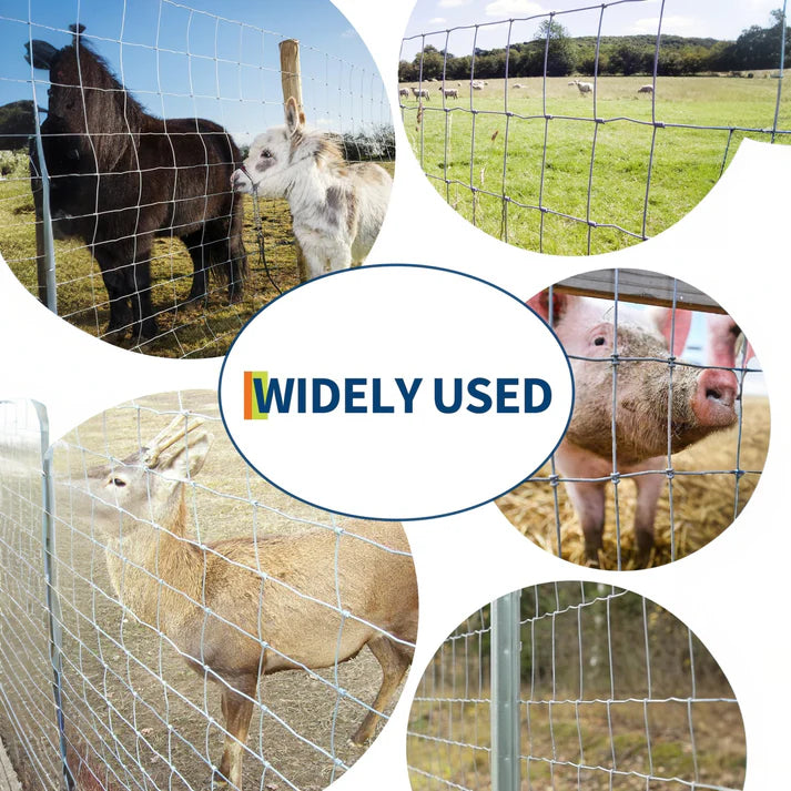 Garvee 6ft x 164ft Galvanized Steel Stock Fencing Heavy Duty Hinged Joint Livestock Wire Mesh for Cattle Horses Deer and Farm Perimeter Silver