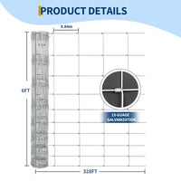 Garvee 6ft x 328ft Cattle Fence Heavy Duty Galvanized Wire Fencing for Hog Goat Sheep Deer Yard Protection