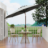 Garvee Grey Outdoor Garden Parasol UV Resistant Sun Shade Umbrella with Crank Handle and Adjustable Tilt for Outdoor Patio