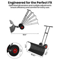 Garvee 36 Inch Snow Pusher with Wheels Heavy Duty Rolling Snow Shovel Adjustable Metal Blade for Driveway and Pavement