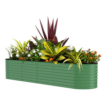Garvee 244*61*61 cm Galvanized Raised Garden Bed - Rust-Resistant Metal Planter Box for Vegetables, Flowers, Herbs, Green