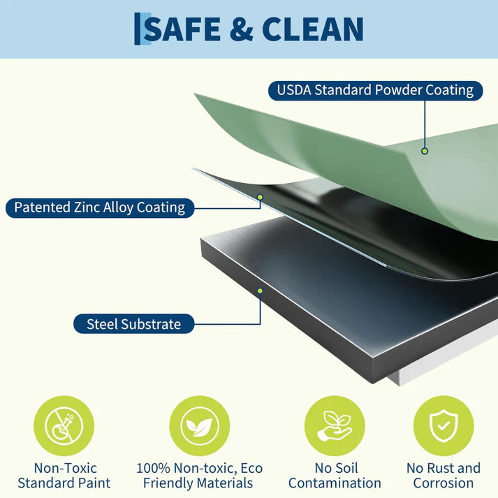 Garvee 244*61*61 cm Galvanized Raised Garden Bed - Rust-Resistant Metal Planter Box for Vegetables, Flowers, Herbs, Green