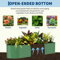 Garvee 244*61*61 cm Galvanized Raised Garden Bed - Rust-Resistant Metal Planter Box for Vegetables, Flowers, Herbs, Green