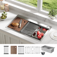 Garvee Drop In Kitchen Sink Stainless Steel Single Bowl Topmount 64×56×23 cm Silver With Drain Assembly And Mounting Clips For Home Kitchen
