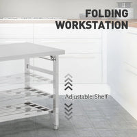 Garvee Stainless Steel Table 91.5x61 cm Heavy Duty Commercial Kitchen Prep Table with Adjustable Undershelf and Bullet Feet for Restaurant Home and Garage Silver