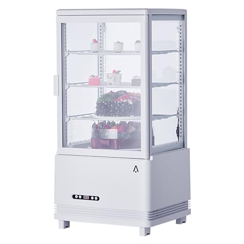 Garvee Commercial Countertop Display Refrigerator 4-Sided Glass Cake Showcase CL-78-1 Energy Class B White 425mm Wide