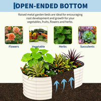 Garvee 183*91*61 cm Galvanized Raised Garden Bed Metal Planter Box Outdoor Gardening Beige Rust-Resistant