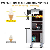 Garvee Commercial Soft Serve Ice Cream Machine Silver 3 Flavours 54 x 71 x 140 cm Pre Cooling Air Puffing 2450W