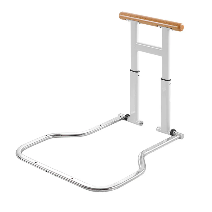 Garvee Adjustable Bed Rail for Elderly Safety Assist Grab Bar Handle Guard with Storage Pouch 58.5x62x52.5 cm Wood Colour
