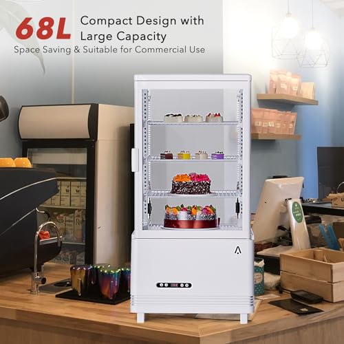 Garvee Commercial Countertop Display Refrigerator 4-Sided Glass Cake Showcase CL-78-1 Energy Class B White 425mm Wide