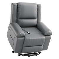 Garvee Electric Power Lift Riser Recliner Chair for Elderly Massage & Heat Vibration Sofa with USB Port and Cup Holders Grey PU Leather