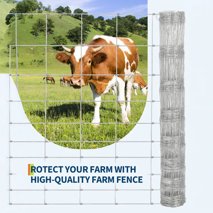 Garvee 6ft x 328ft Cattle Fence Heavy Duty Galvanized Wire Fencing for Hog Goat Sheep Deer Yard Protection