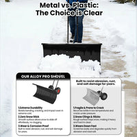 Garvee 36 Inch Snow Pusher with Wheels Heavy Duty Rolling Snow Shovel Adjustable Metal Blade for Driveway and Pavement