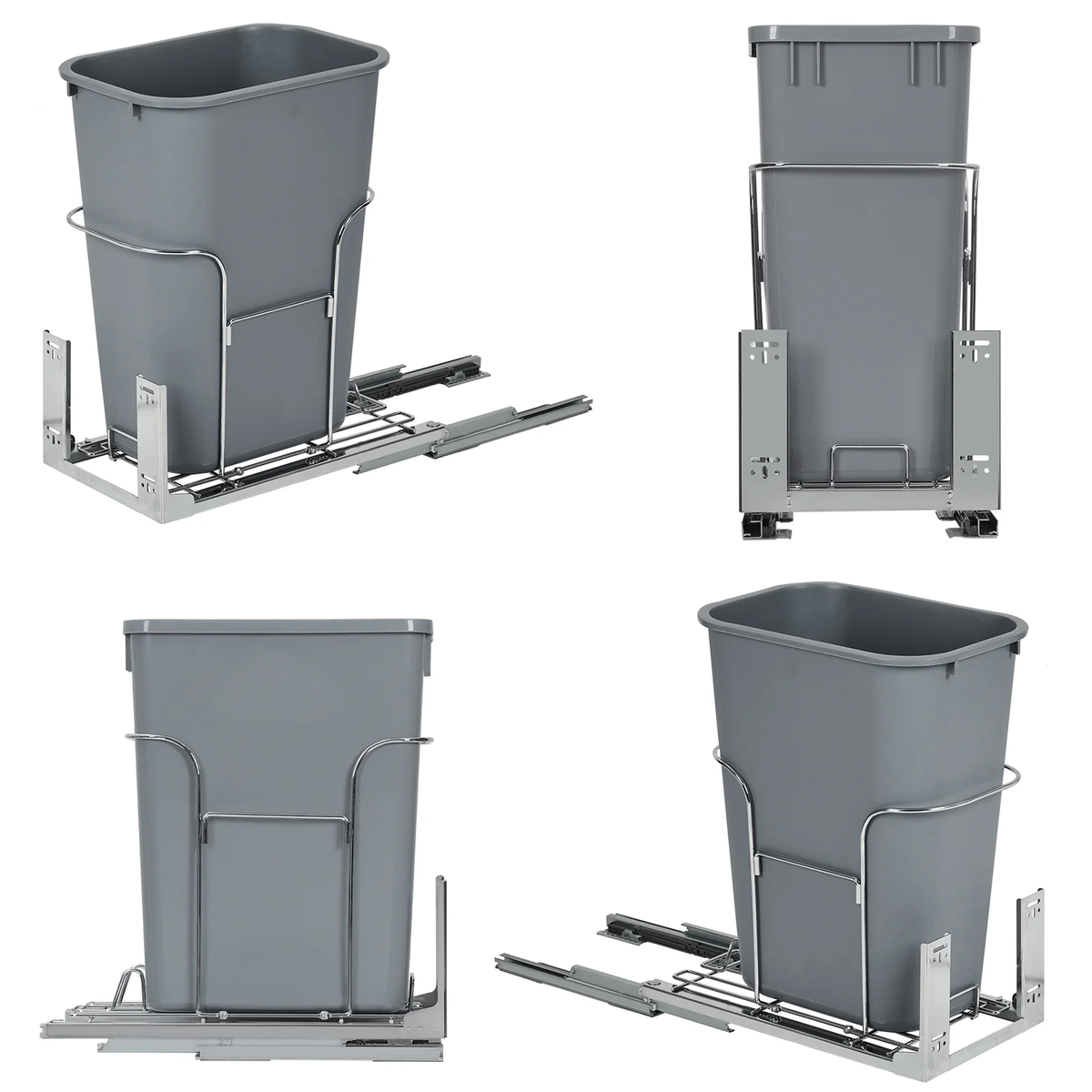 Garvee Pull Out Kitchen Waste Recycling Bin 33.1 L 35.0 qt Capacity with Full Extension Runners for Under Cabinet Cupboard Space Saving