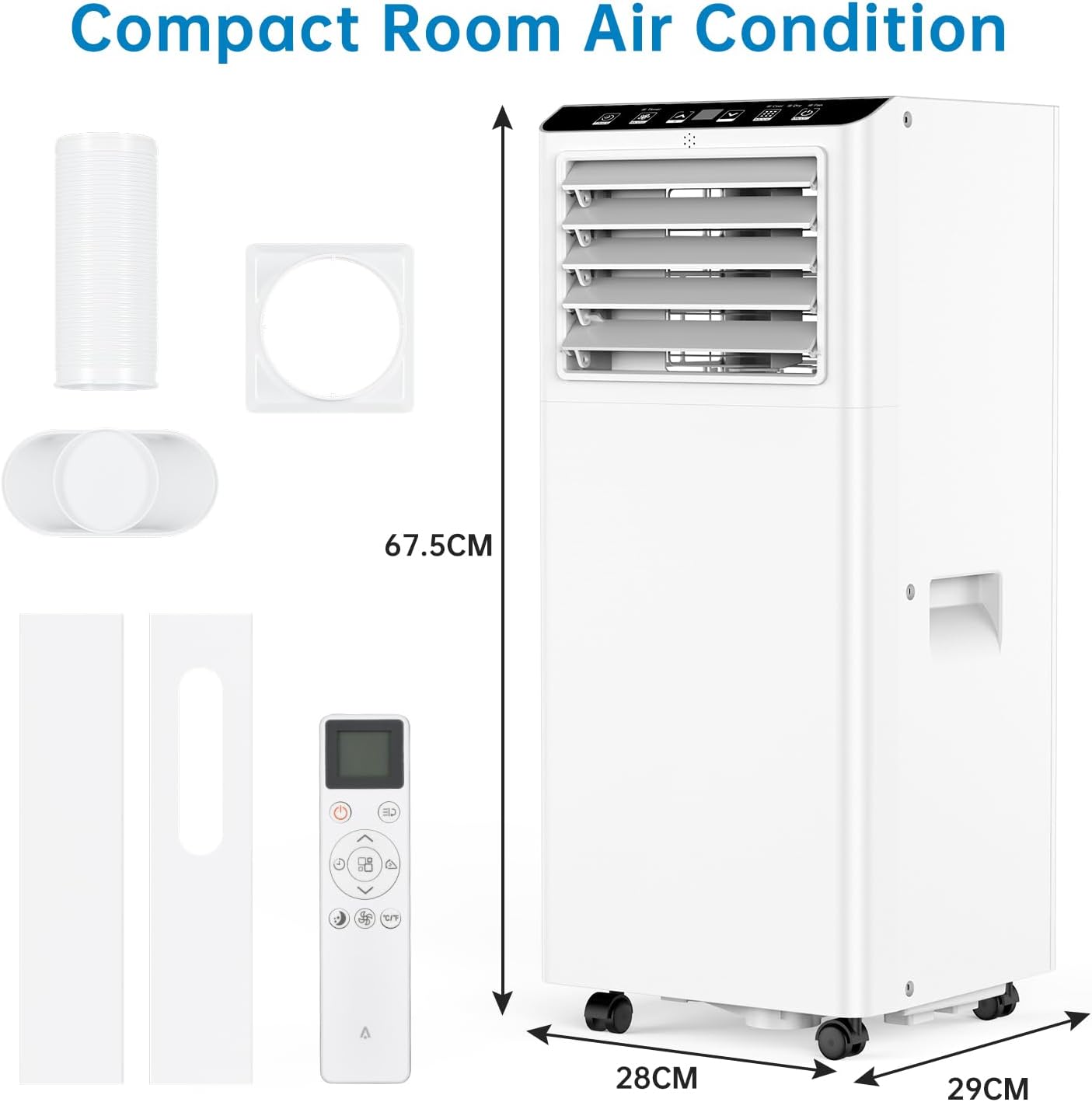 Garvee 7000 BTU Portable Air Conditioner 3-in-1 Cooling Dehumidifier and Fan Unit with Remote Control 33x33x87.5 cm White
