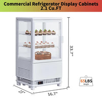 Garvee Commercial Countertop Display Refrigerator 4-Sided Glass Cake Showcase CL-78-1 Energy Class B White 425mm Wide