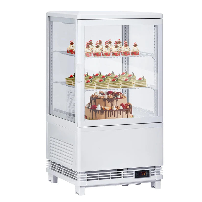 Garvee Commercial Countertop Display Refrigerator 4-Sided Glass Cake Showcase CL-78-1 Energy Class B White 425mm Wide