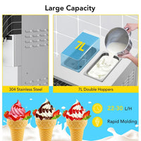 Garvee Commercial Soft Serve Ice Cream Machine Silver 3 Flavours 54 x 71 x 140 cm Pre Cooling Air Puffing 2450W