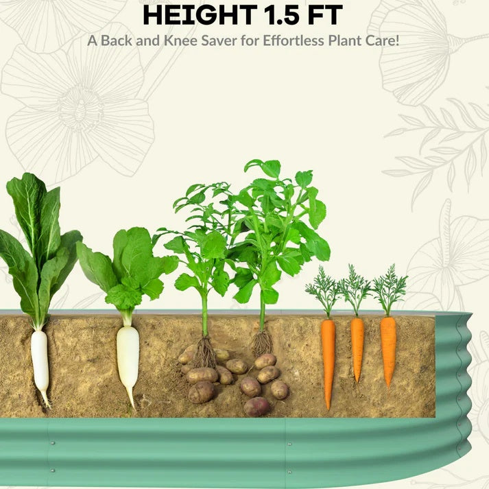 Garvee 244*122*46 cm Galvanized Raised Garden Bed - Rust-Resistant Metal Planter Box for Vegetables, Flowers, Herbs, Green