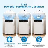 Garvee 12000 BTU Portable Air Conditioner 3-in-1 Cooling Dehumidifier and Fan Unit 45.3x39.7x86 cm White