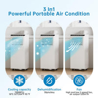 Garvee 7000 BTU Portable Air Conditioner 3-in-1 Cooling Dehumidifier and Fan Unit with Remote Control 33x33x87.5 cm White