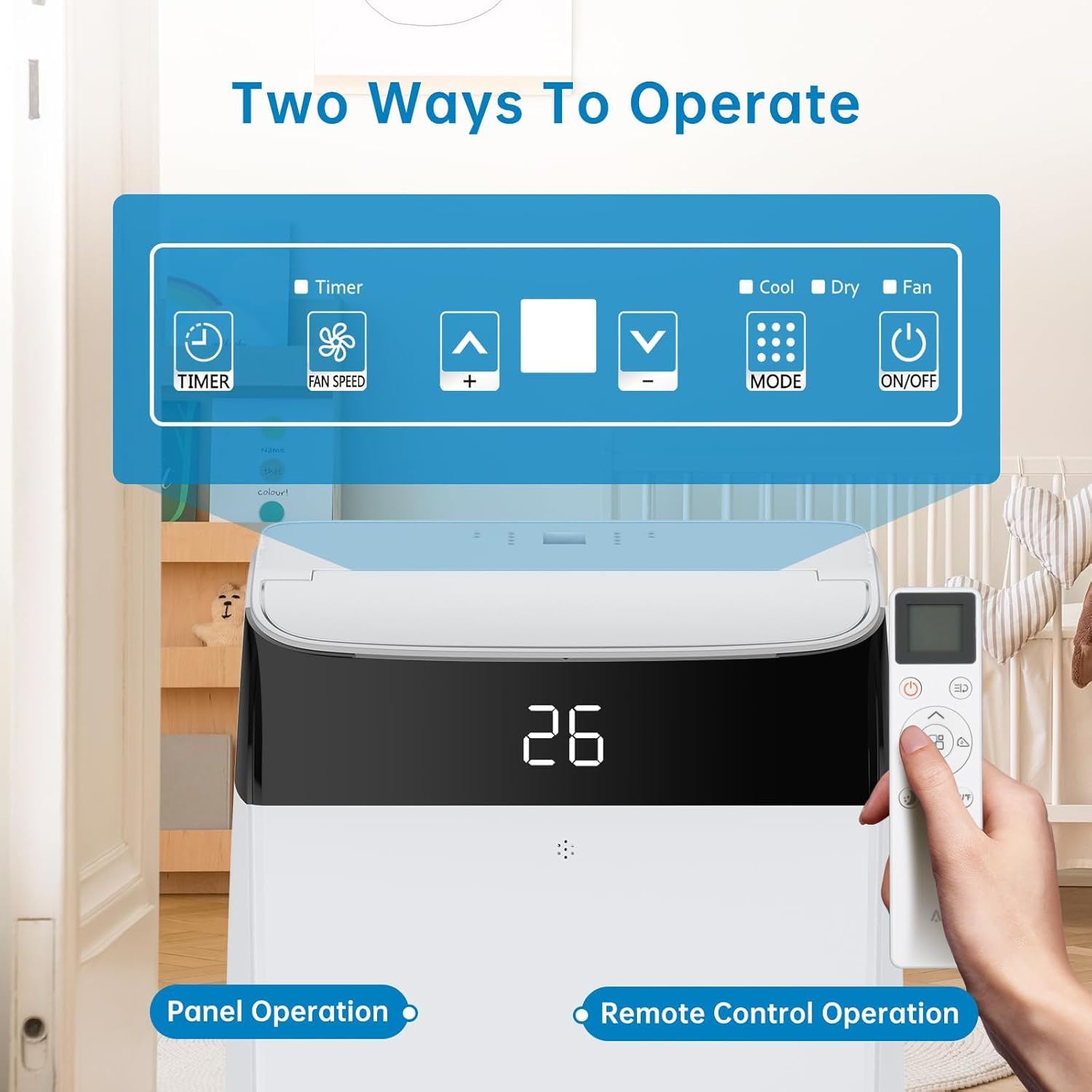 Garvee 12000 BTU Portable Air Conditioner 3-in-1 Cooling Dehumidifier and Fan Unit 45.3x39.7x86 cm White