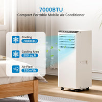 Garvee 7000 BTU Portable Air Conditioner 3-in-1 Cooling Dehumidifier and Fan Unit with Remote Control 33x33x87.5 cm White