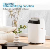 Garvee 12000 BTU Portable Air Conditioner 3-in-1 Cooling Dehumidifier and Fan Unit 45.3x39.7x86 cm White