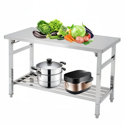 Garvee Stainless Steel Table 91.5x61 cm Heavy Duty Commercial Kitchen Prep Table with Adjustable Undershelf and Bullet Feet for Restaurant Home and Garage Silver