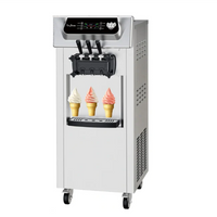 Garvee Commercial Soft Serve Ice Cream Machine Silver 3 Flavours 54 x 70 x 137 cm Freestanding 2200W LED Panel