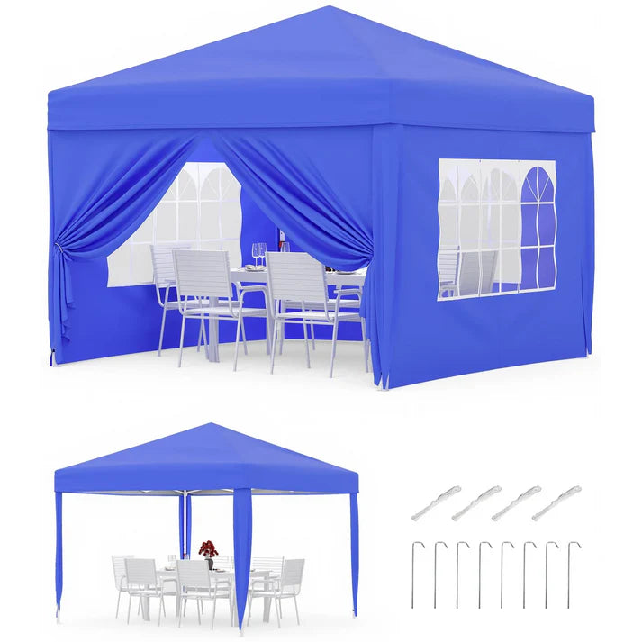 Garvee 3x3m Pop-Up Gazebo with 4 Sidewalls – Heavy-Duty Waterproof Garden Marquee, 420D UV50+ Canopy with Adjustable Height for Outdoor Events