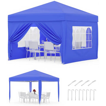 Garvee 3x3m Pop-Up Gazebo with 4 Sidewalls – Heavy-Duty Waterproof Garden Marquee, 420D UV50+ Canopy with Adjustable Height for Outdoor Events