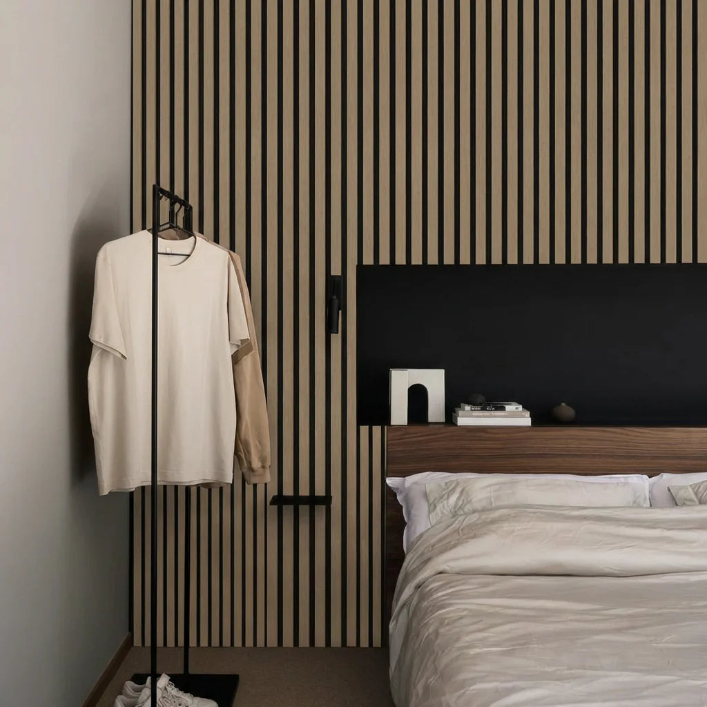 Garvee 2-Pack 47 x 24 Inch 3D Fluted Wood Slat Acoustic Panels, Soundproof Wall Decorative Panels for Home Theater Studio and Media Walls