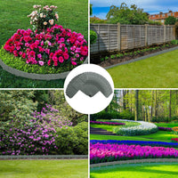 Garvee 10pcs Garden Landscape Edging Border Grey Plastic Interlocking Picket Fence Decorative Flower Bed Path Edging for Outdoor Lawn and Patio