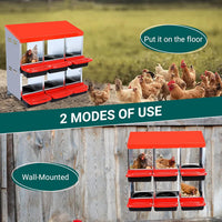 Garvee 6-Compartment Chicken Nesting Box – Poultry Laying Box with Removable Trays for Easy Cleaning, Heavy-Duty Design for Coops & Farmyards – Red
