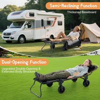 Garvee Black 2 in 1 Foldable Festival Trolley Camping Wagon 295 kg  Capacity Converts to Bench Seat and Lounge Chair with Adjustable Handle All Terrain Wheels and Carbon Steel Frame
