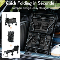 Garvee Black 2 in 1 Foldable Festival Trolley Camping Wagon 295 kg  Capacity Converts to Bench Seat and Lounge Chair with Adjustable Handle All Terrain Wheels and Carbon Steel Frame