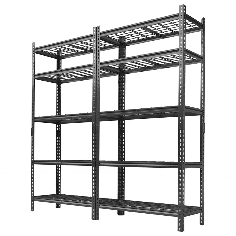 GARVEE 2 Pack 183x91x41cm Heavy Duty Garage Shelving Units 5 Tier Boltless Metal Storage Rack 1000kg Capacity Adjustable Racking for Shed Workshop