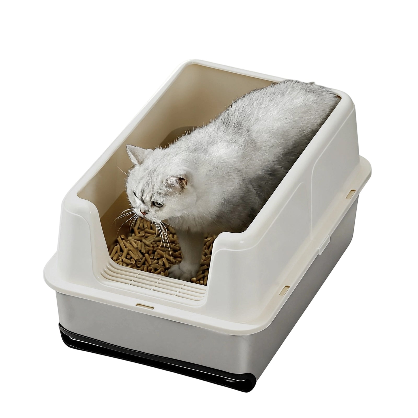 Garvee Stainless Steel Cat Litter Box,Easy to Clean and Odour-Resistant Cat Litter Tray