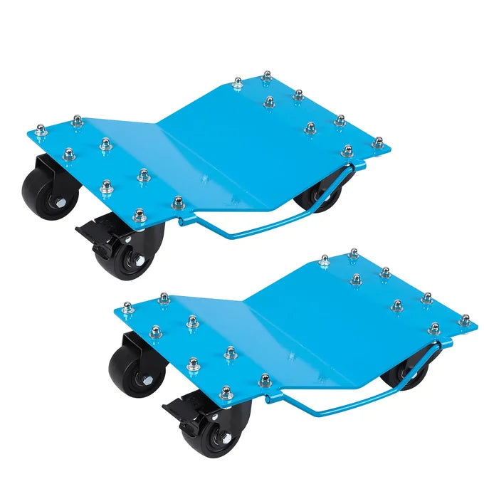 GARVEE 4 Pack 2721.6kg (6000lbs) Heavy Duty Carbon Steel Car Wheel Skates 40.6x33cm (16x13in) Vehicle Positioning Dollies Garage Blue
