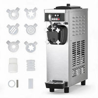 Garvee Commercial Soft Serve Ice Cream Maker 1100W 7L Hopper, 5.8Gal/H Output for Restaurants, Food Trucks, Cafes & Parties (Sleek White, Easy-Clean)
