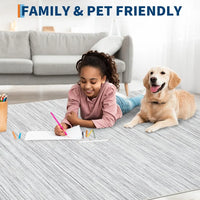 GARVEE 120x170cm (47x67in) Washable Durable Woven Minimalist Runner Rug Soft Short Pile Non Shedding Hallway Living Room Grey
