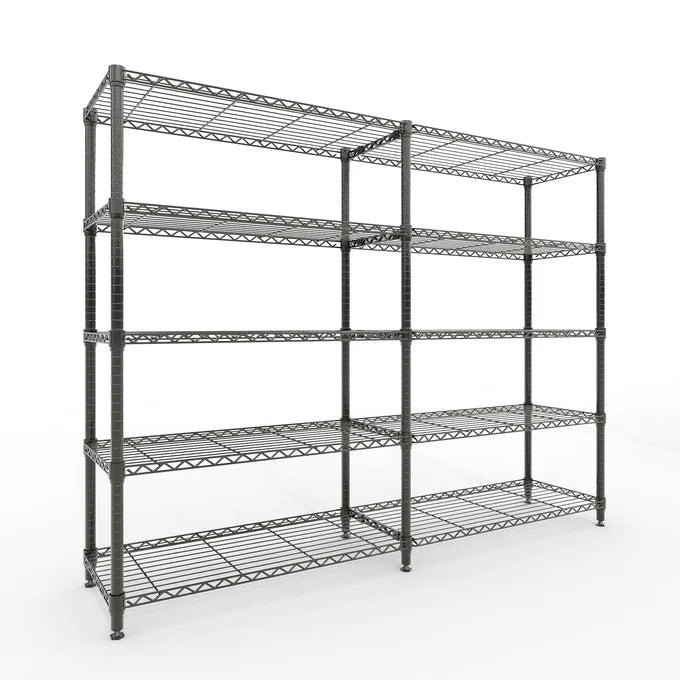 GARVEE Heavy Duty 5-Tier Wire Shelving Unit – 601kg Capacity, Adjustable Shelves, Steel Poles, Non-Slip Feet, Storage Organiser for Garage, Pantry & Kitchen, 40Dx180Wx179Hcm
